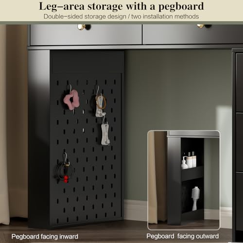 Large Makeup Vanity Desk with Mirror and Lights, 8 Drawers, Power Outlet B666