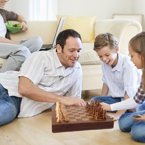 16" 3-in-1 Wooden Folding Chess, Checker & Backgammon Board Game Set L259