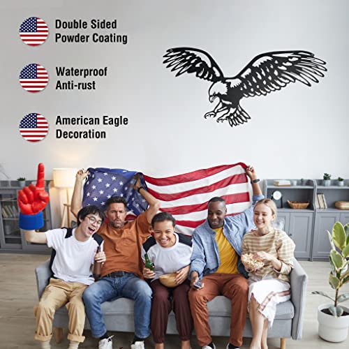 Metal Wall Art, Black Wall Decor, Patriotic Decoration, 30 Inch Q3080