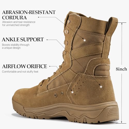 Men's Tactical Boots 8 Inches Lightweight Suede Leather Military Work Boot J951812