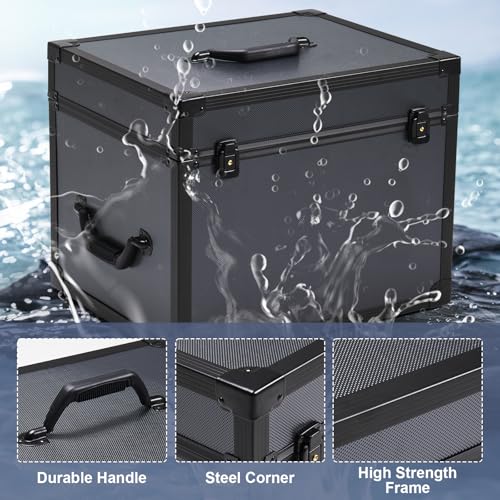Vinyl Record Storage Case Box Holds 100 Records with Lid and Handles Z118