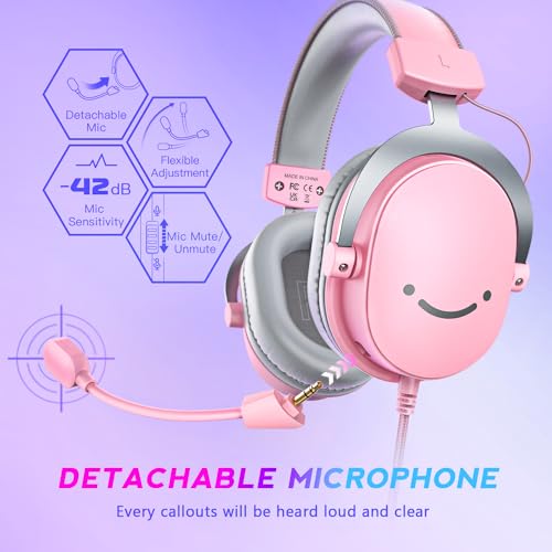 PC Gaming Headset with 7.1 Surround Sound, Detachable Microphone, Over-Ear Wired P287208