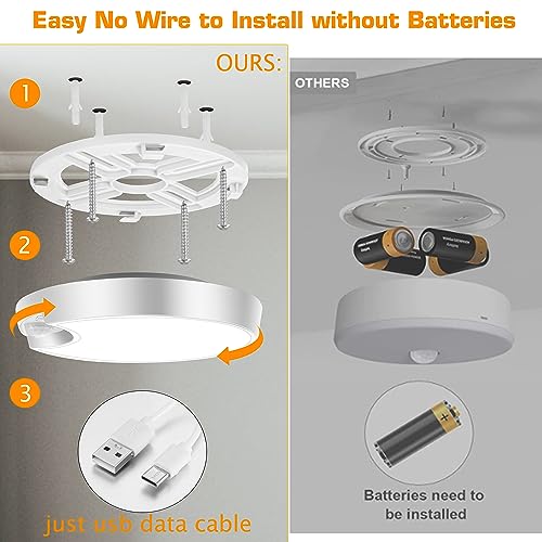 Motion Sensor Ceiling Light with Remote, Wireless Battery Operated LED E79120
