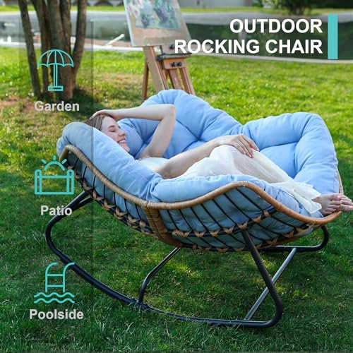 Oversized Patio Papasan Rocking Chair with Wicker Lounge G5657