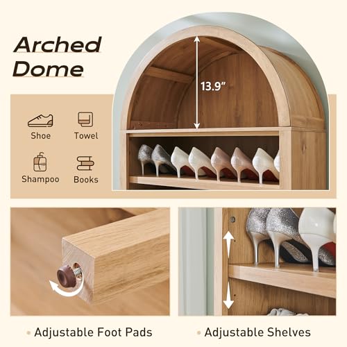Arched Bookshelf, 7-Tier Bookcase with Adjustable Shelves A456