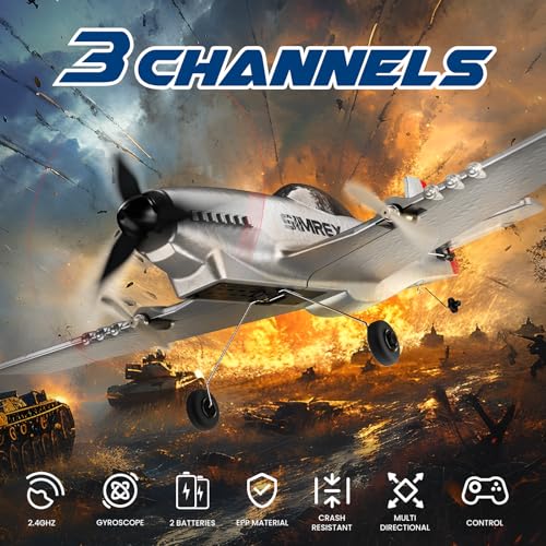 RC Plane for Kids 2.4GHz 3-Channel Remote Control Airplane Toy with 6-Axis Gyro F154