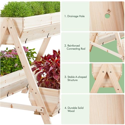 Wooden Raised Garden Bed with Legs 3 Tiers Elevated Planter Box Outdoor B602