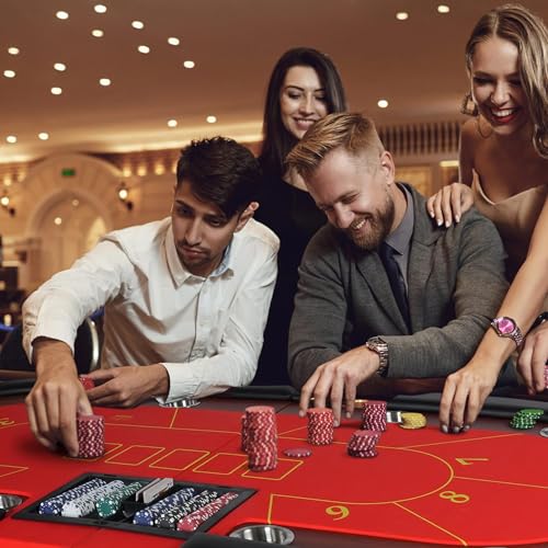 Foldable Blackjack Poker Table with Cup Holders G3690