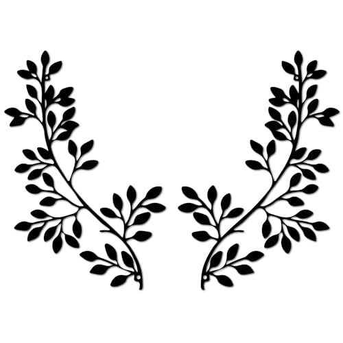 Metal Wall Decor Living Room - Metal Leaves Wall Decor Wall Art for Living Room Bedroom Kitchen Above Bed Wall Decor Modern Farmhouse Boho Home Decorations 2 Pieces Olive Branch Leaf with Screws
