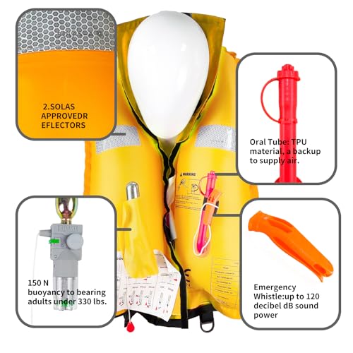 Automatic Inflatable Life Jacket for Adults, Low Profile, 330 lbs E6850