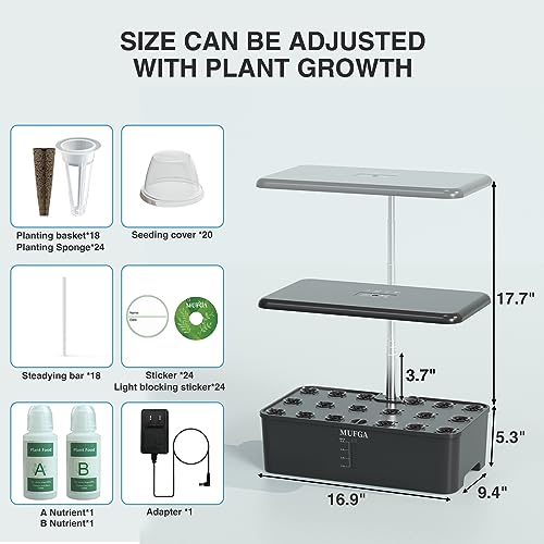 Hydroponics Growing System with LED Grow Light, 18 Pods Indoor Herb Garden D15537