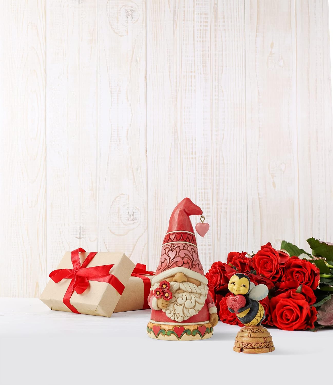 Gnome Holding Flowers Figurine, 5 Inch P62940