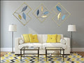 PITI Iron Wall Sculptures - Set of 3 Metal Wall Art Decor for Bedroom Living Dining Room Home Office Decoration Wall Hangings DIY Gift(blue+gold)