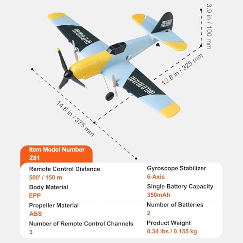 RC Airplane, 2.4GHz 2 Channel Remote Control Aircraft with 6-Axis Gyro, Red J366