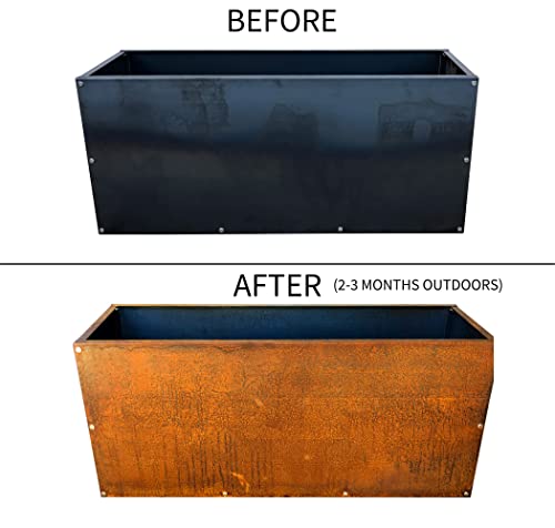 Corten Steel Cube Outdoor Planter Box, Rustic Modern Farmhouse Design, Large Raised Metal Garden Bed Z7323