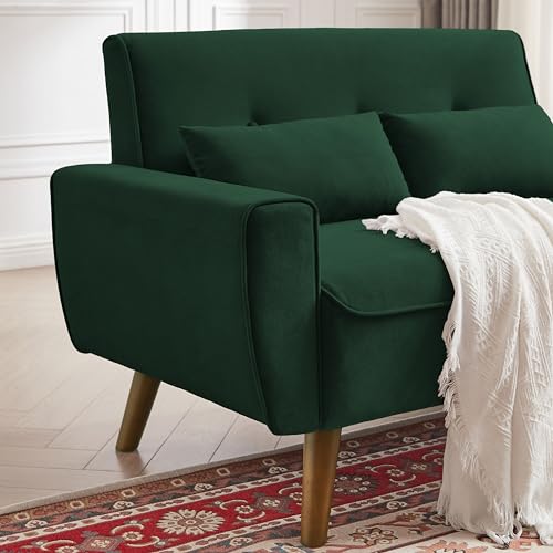 Mid Century Modern Loveseat Sofa with Wood Legs Z78752