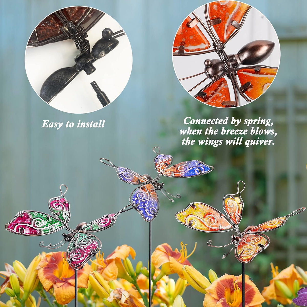 Butterfly Garden Stakes, 30 Inch Colorful Metal Yard Art for Outdoor Decor H907057