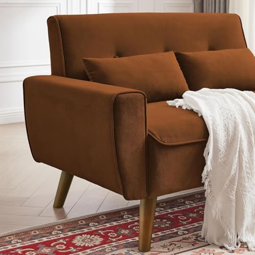 Mid Century Modern Loveseat Sofa with Wood Legs Z78752
