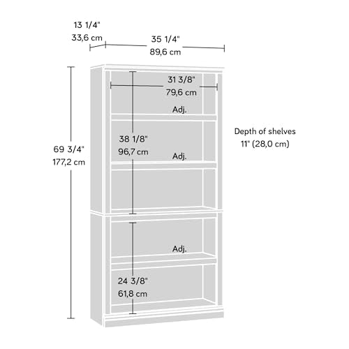 5 Tier Book Shelf Wooden Bookcase for Home Office Living Room C105
