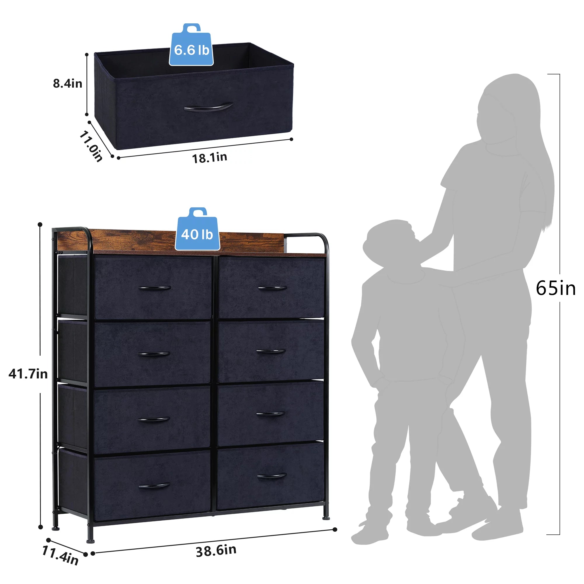 8-Drawer Dresser for Bedroom with Rustic Finish D4858