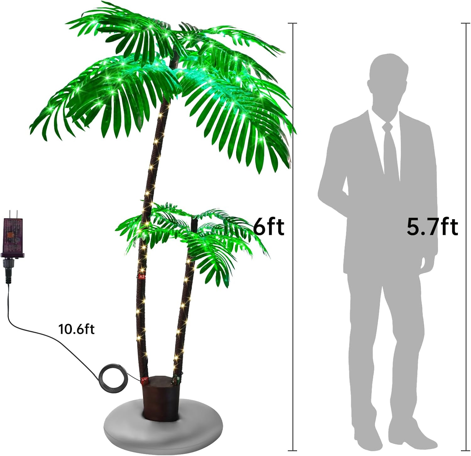 Lighted Artificial Palm Tree for Outdoor Patio Decor, 6FT G416
