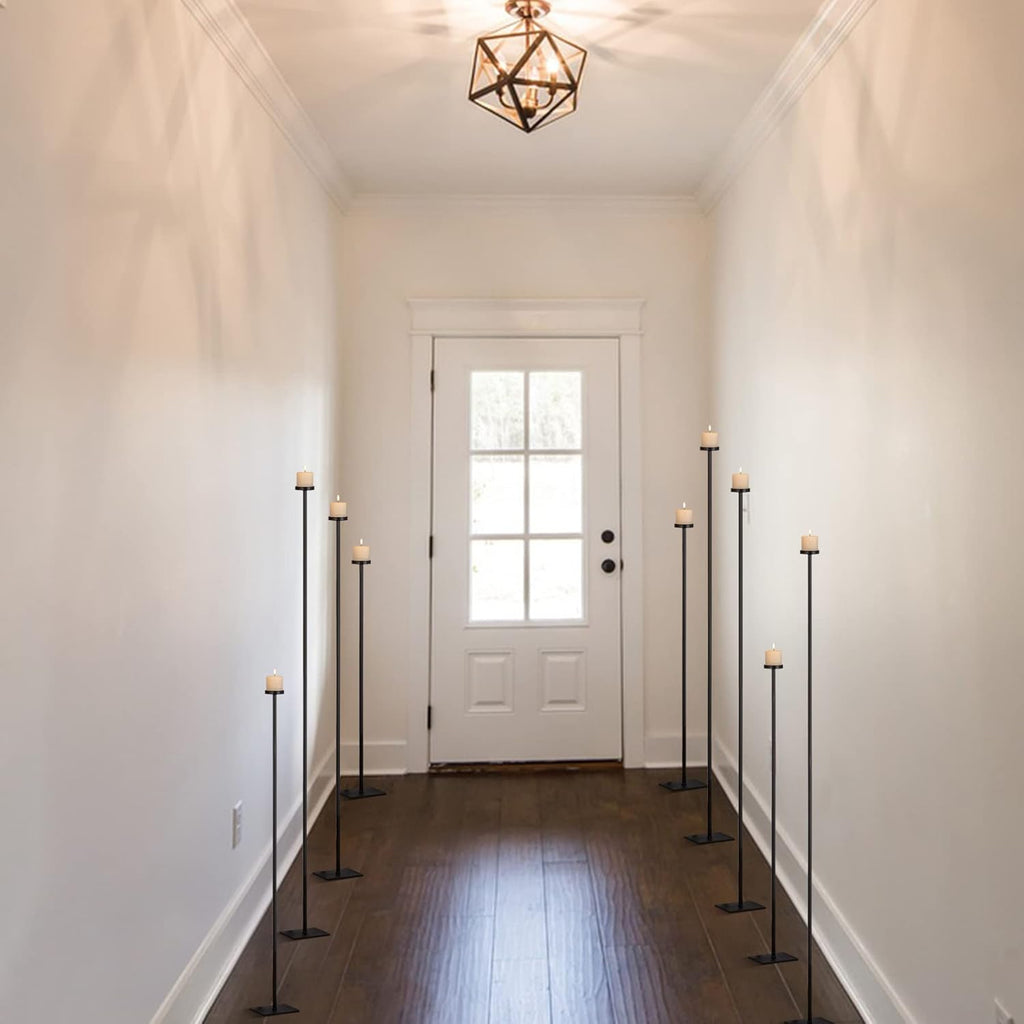 Tall Floor Candelabra Holder for 9 Candles, Black Metal A795802