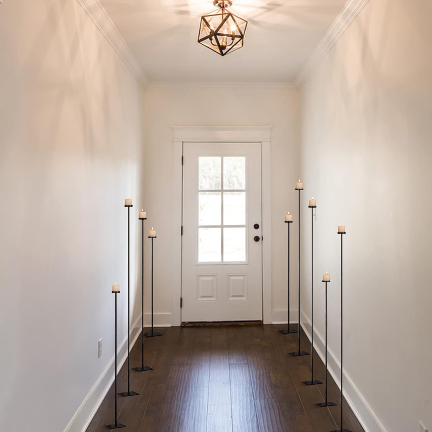 Tall Floor Candelabra Holder for 9 Candles, Black Metal A795802