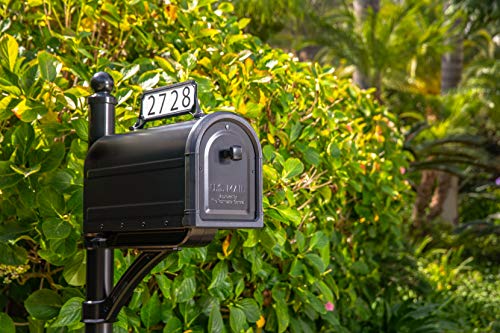 Galvanized Steel Post Mount Mailbox, Black, Large Capacity D524