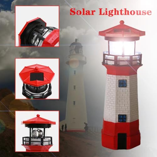 Solar Lighthouse, Rotating LED Decorative Light, Waterproof Outdoor Landscape Light A845210