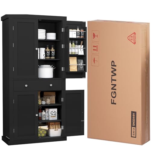 White Pantry Cabinet with 6 Doors and Drawer I8389