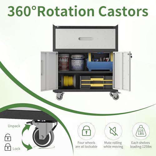 Rolling Tool Storage Cabinet with 4 Drawer and Locking Door U282375
