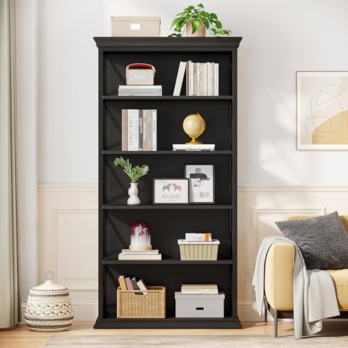 6-Tier Industrial Bookcase, 71 Inches Tall, Floor Standing Storage Shelves for Home Office, Brown and Black V7912