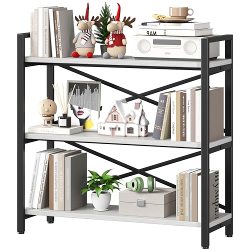 3 Tier Industrial Bookcase, Rustic Etagere Bookshelf for Living Room U5786