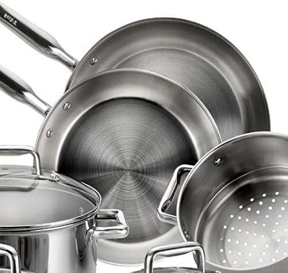 Stainless Steel Cookware Set, Tri-Ply, 12-Piece, Dishwasher and Oven Safe L291