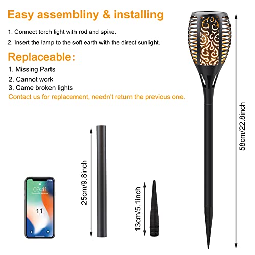 Solar Torch Lights with Flickering Flame, Auto On/Off, Waterproof for Patio, 8 Pack Y3235