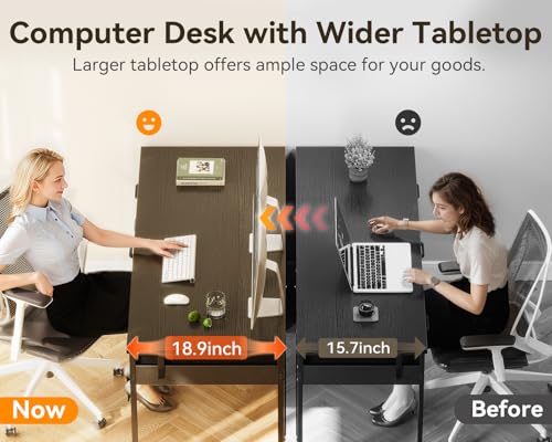 Computer Desk with 6 Drawers, 40 Inch Small Desk with Storage L2851