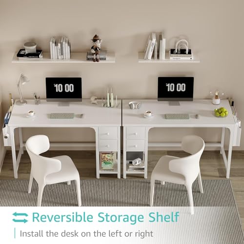 Computer Desk with Fabric Drawers, 40 Inch Reversible Gaming Desk for Small Space Home Office D876