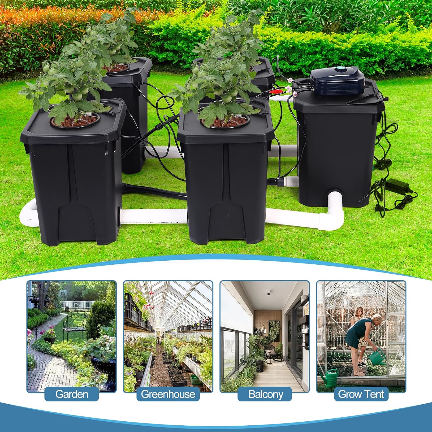 Hydroponics Grow System 4 Site with 7-Gallon Reservoir L491509