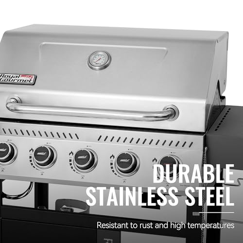 5 Burner Propane Gas Grill with Side Burner and Sear Burner, Cart Style BBQ Grill C4711