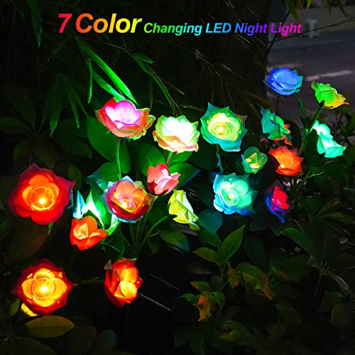 Solar Garden Lights, 6 Pack Solar Flowers Outdoor Waterproof with Rose R81046