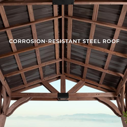Cedar Wood Gazebo with Thermal Insulated Steel Roof B436