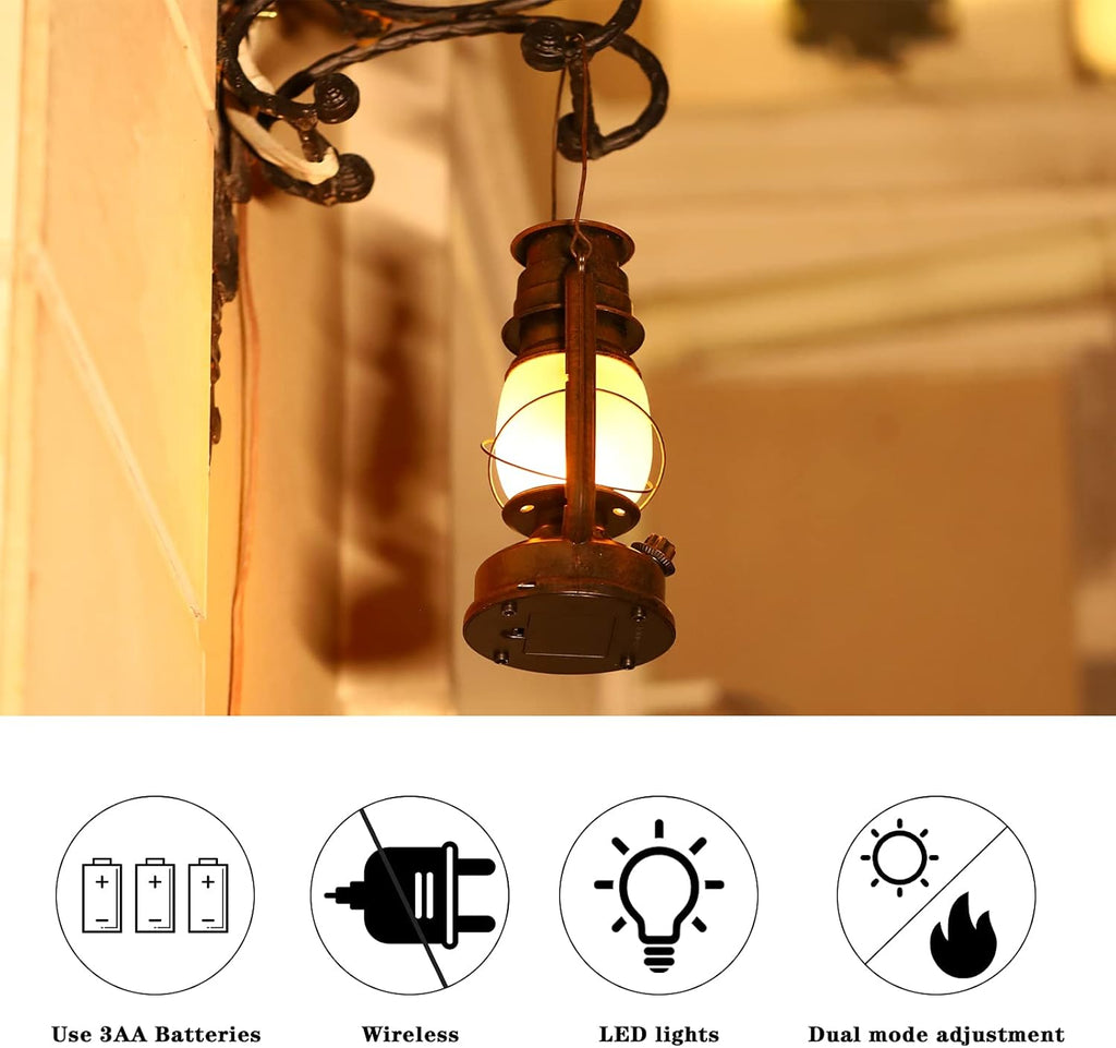Vintage LED Camping Lanterns, Battery Operated with Remote, Waterproof Outdoor Decor B158