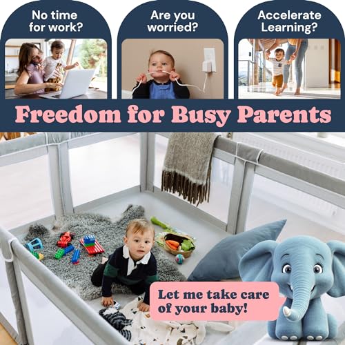 Extra Large Playpen for Babies and Toddlers, Tear-Resistant Indoor & Outdoor Play Yard with Gate, Grey D5532