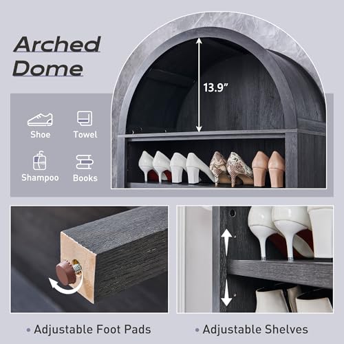Arched Bookshelf, 7-Tier Bookcase with Adjustable Shelves A456