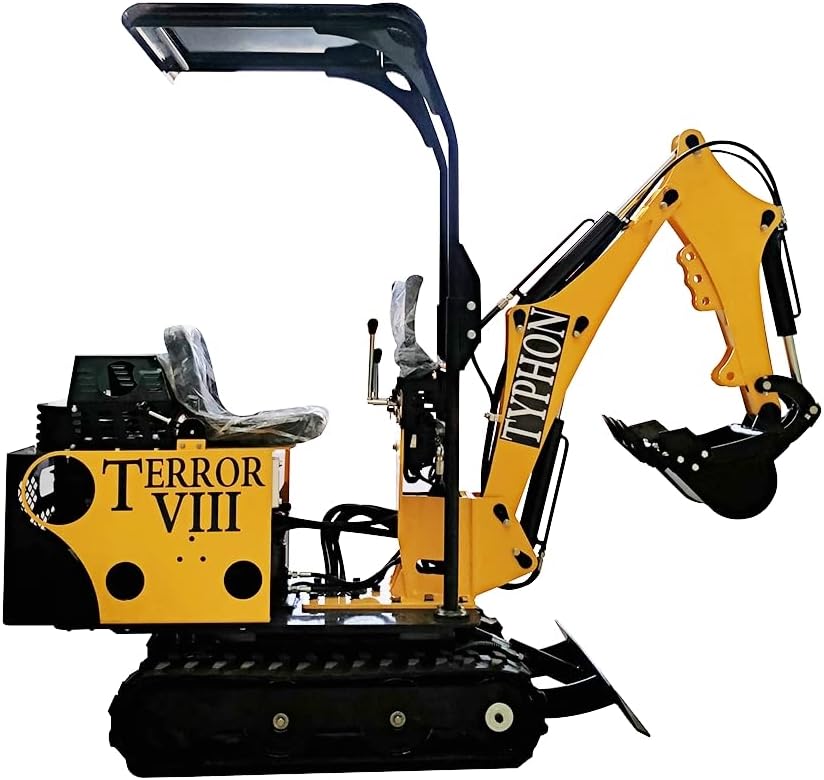 TYPHON Mini Excavator Gas Engine EPA Machine, Crawler Excavator for Construction Works, Suitable for Farms, Roads, Parks, Orchards, Gardens, Digging Trenches, Fertilizing, Weeding