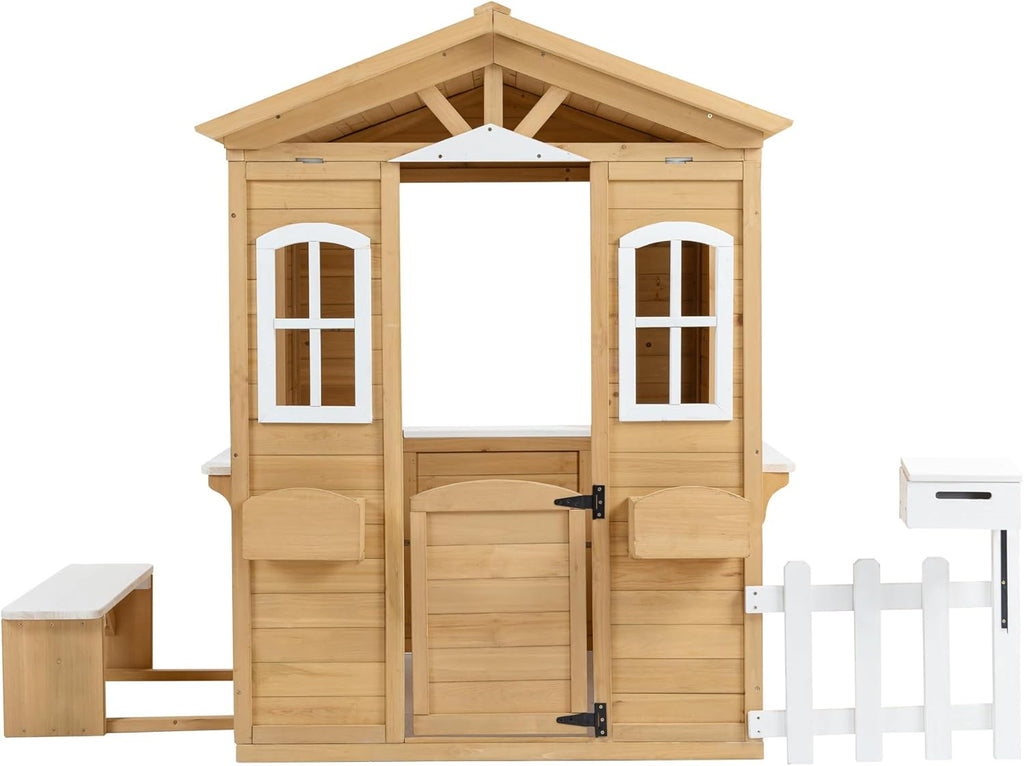 Wooden Outdoor Playhouse with Working Door and Windows F84217
