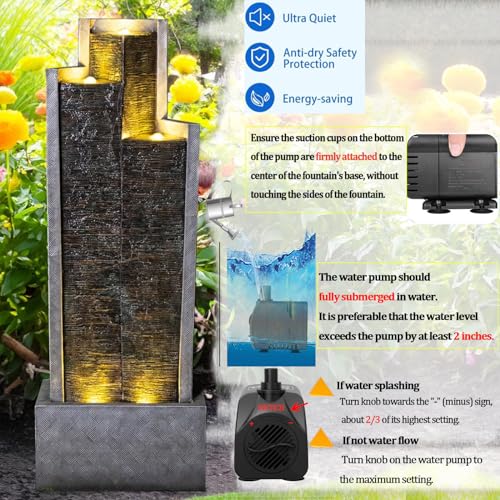 Outdoor Garden Water Fountain with LED Lights and Pump U29404