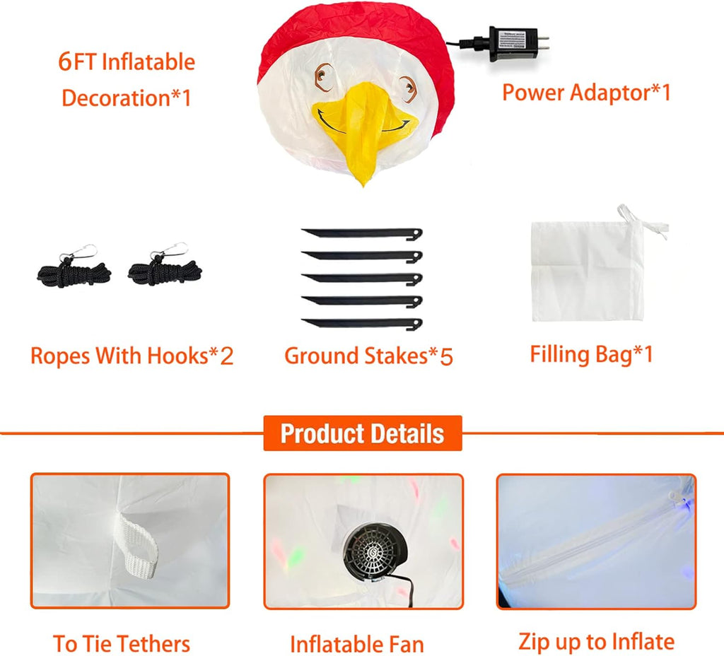 7.2FT Inflatable American Bald Eagle with Built-in LEDs for Outdoor Decor V263