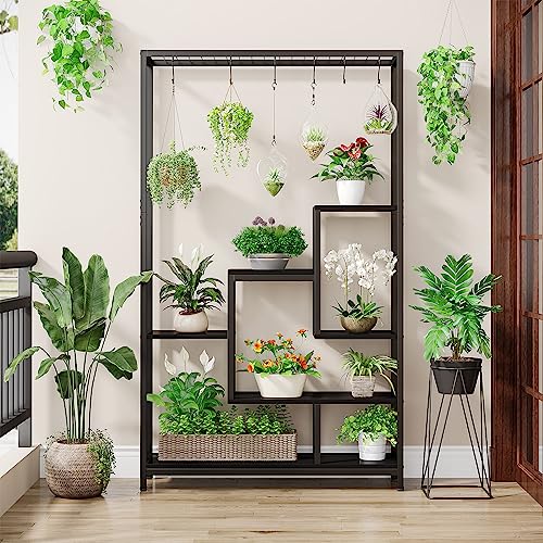 5-Tier Tall Indoor Plant Stand, 70.9" Metal Shelf for Garden, Balcony, Living Room Q44333