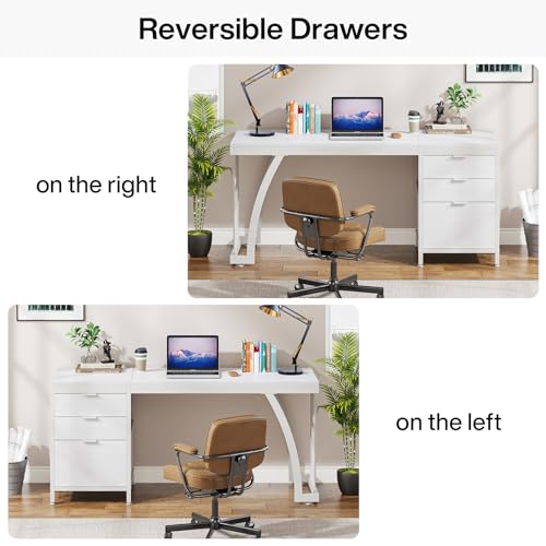 Computer Desk with 3 Drawers, 59-Inch Study Writing Table for Home Office E234